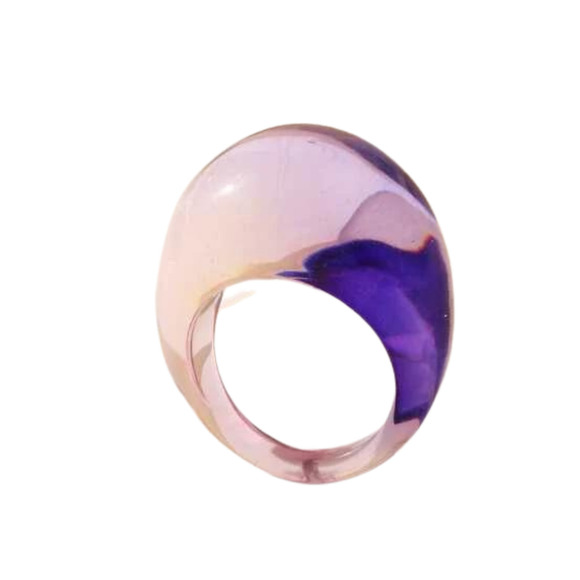 Oversized Ring Purple Ombre Acrylic Ring Big Ring Translucent Cocktail Ring NEW - Picture 2 of 7